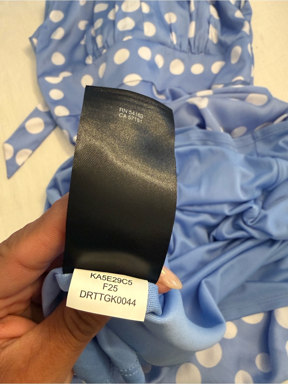 Donna Karan blue SATIN POLKA-DOT TIE-NECK MIDI DRESS - Picture 10 of 12